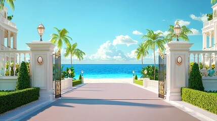 Fototapeta premium Luxurious beachfront entrance