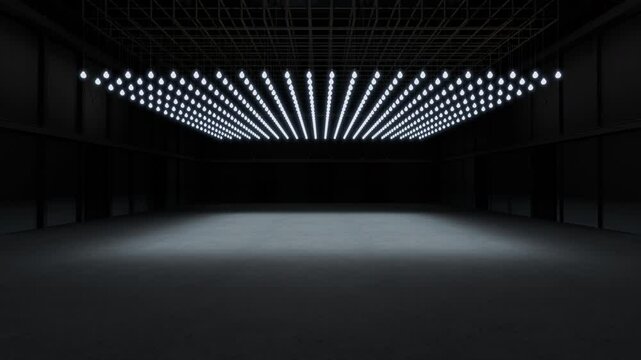 Motion Empty hall exhibition with lighting.Backdrop for stands,booth,product.
Big Room for conference,online.3D Background for entertainment,concert
,event,sports,live.Animation loop 4k.3D render.