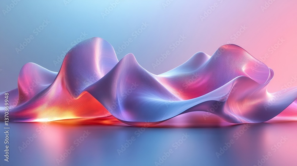 Fototapete a high-definition holographic rendering of wavy, abstract shapes that pulse with light, set against 