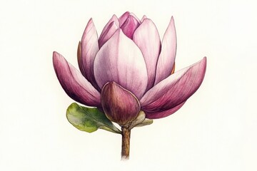 Exquisite Magnolia Bloom Watercolor Botanical Art.