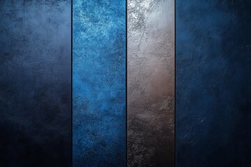 A set of vertical abstract panels, textured surfaces in shades of blue and grey. The textures range from deep navy to light grey with a subtle grunge feel