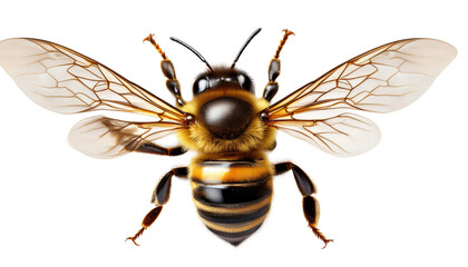 Flying bee Isolated On PNG Transparent and White Background 