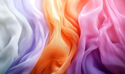 Obraz premium an abstract composition of colorful, flowing fabrics, arranged in gentle waves, the interplay of light and shadow creating a sense of movement and ethereal beauty.