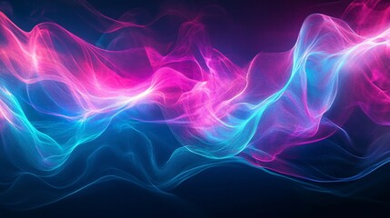 Obraz premium Abstract Flowing Energy Waves in Glowing Cyan and Magenta Creating Visual Harmony