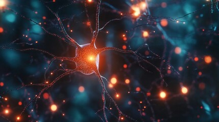 Futuristic visualization of interconnected nodes in a high-tech neural network