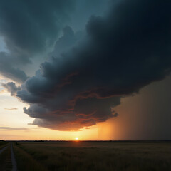 sunset in the field