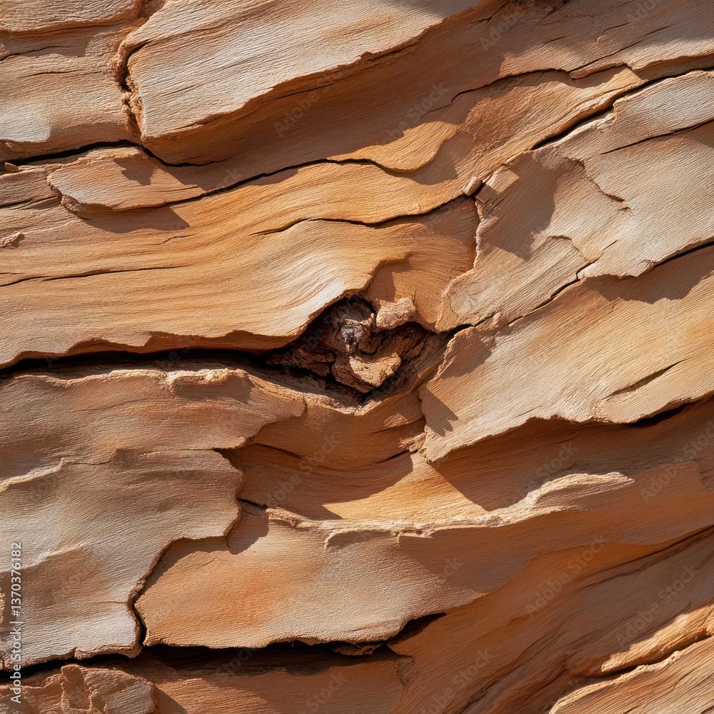 Aufkleber detailed close up of weathered wood showing brown textured surface with cracks and knots revealing n