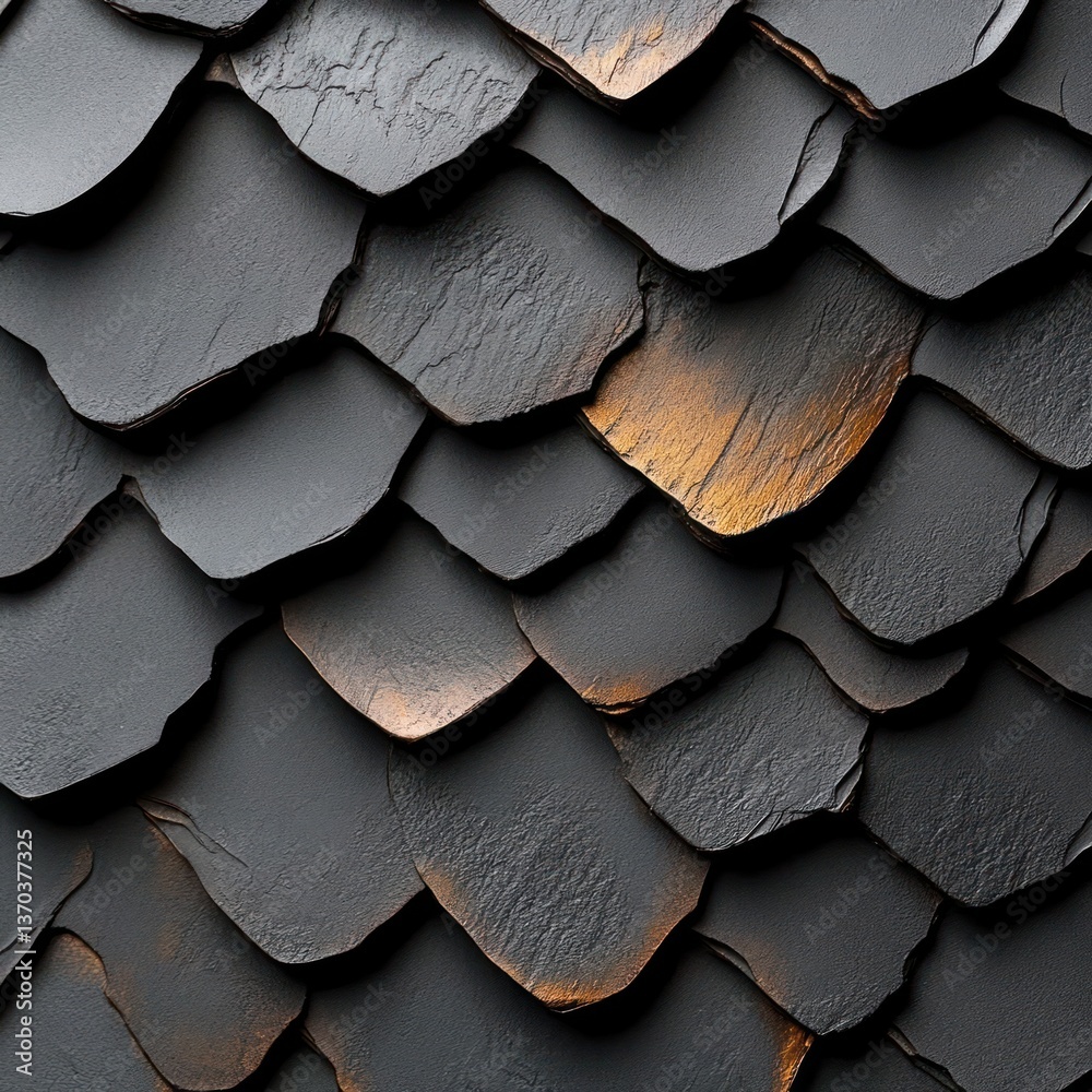 Poster abstract scale pattern in shades of gray and golden details showing high contrast and textured surfa