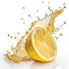 Fresh Lemon Wedge Splash in High-Speed Citrus Burst