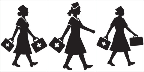 Nurse Silhouette with first aid kit