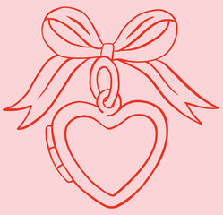 Whimsical coquette heart locket wedding illustration.