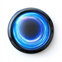 Futuristic Circular Sensor Button with Electric Pulse Design on White Background