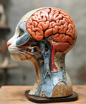 Cat Brain Anatomy: A captivating artistic display revealing the intricate brain structure of a feline, presenting a unique perspective on animal biology.