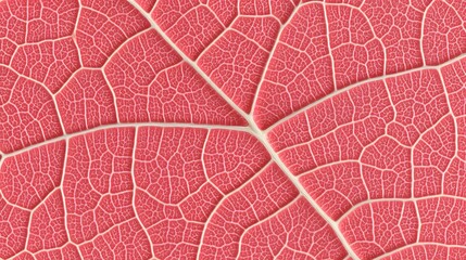 Obraz premium Intricate Red Leaf Vein Texture Closeup Macro Photography