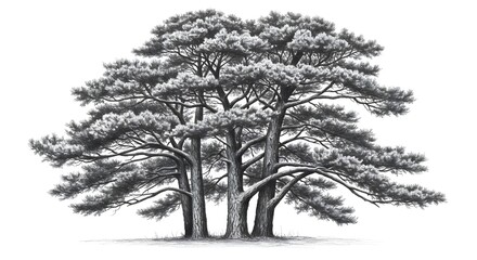 Fototapeta premium Snowy Pine Tree Illustration