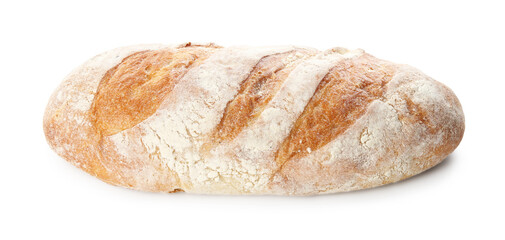 Whole loaf of freshly baked bread isolated on white