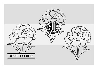Carnation Svg, Carnation Silhouette, Carnation Flower svg, Floral, Cute Carnation, Carnation Vector, Carnation Outline, Carnation Monogram,