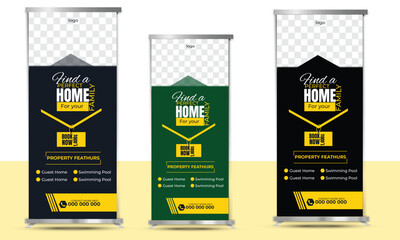 Modern Geometric Real Estate Roll Up Banner Design Template