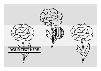 Carnation Svg, Carnation Silhouette, Carnation Flower svg, Floral, Cute Carnation, Carnation Vector, Carnation Outline, Carnation Monogram,