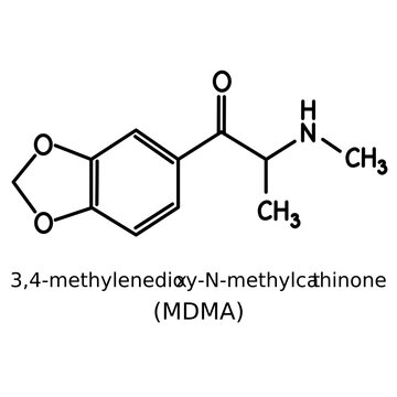 chemical structure of MDMA molecule
