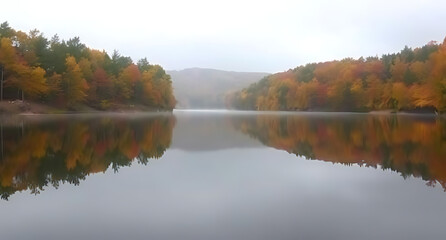 Beautiful Autumn Lake Reflection in Serene Nature Scene
