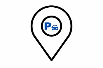 Icon of payed parking location, icon of parking location map, map icon of parking, icon of payed parking, icon of free parking, map pointer icon, map pointer icon, 