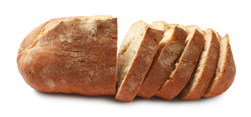 Pieces of fresh bread isolated on white