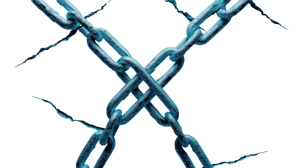 Breaking Barriers: A visual representation of overcoming obstacles, featuring chains breaking through a cracked surface, symbolizing strength and liberation.