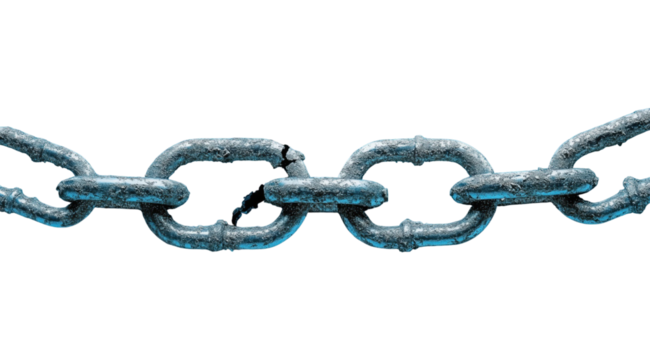 Breaking the Shackles: A close-up shot of a broken chain, symbolizing the breaking free from constraints, adversity, or limitations and finding freedom