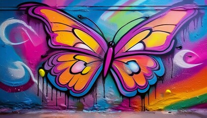 Fototapeta premium Colorful graffiti art on rough concrete surface