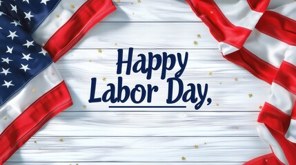 Labor Day Greeting on Red White and Blue Wooden Texture with American Flag Colors, Patriotic Celebration Background Honoring Workers and National Pride