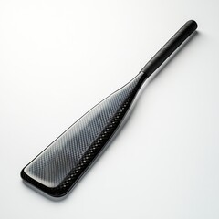 Black Carbon Fiber Paddle with Textured Grip on White Backdrop, High Angle Studio Shot