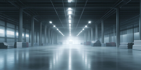 A Modern Warehouse Filled with High-Quality Galvanized Steel Materials Ready for Industrial Use