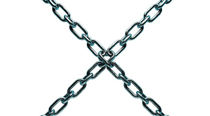 Intertwined Chains: A detailed close-up captures the interlocking strength of metal chains forming a dynamic "X" shape, symbolizing connection and potential obstruction.