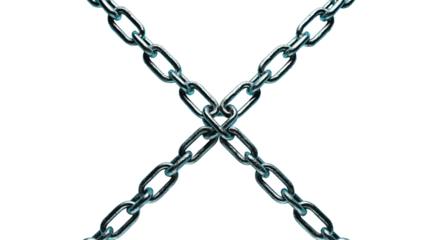 Intertwined Chains: A detailed close-up captures the interlocking strength of metal chains forming a dynamic "X" shape, symbolizing connection and potential obstruction.