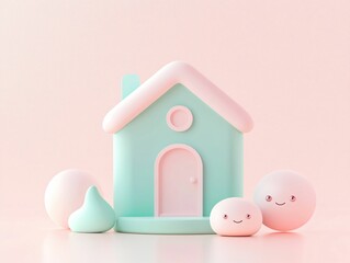 Cute Pastel House Scene
