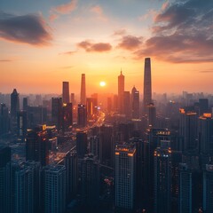 Naklejka premium skyline modern city urban architecture china Background