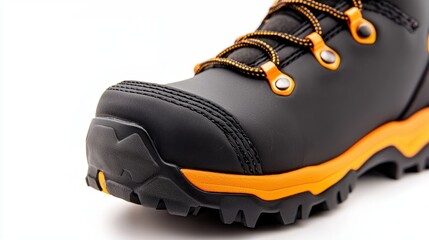 Black Hiking Boot with Orange Accents and Durable Design