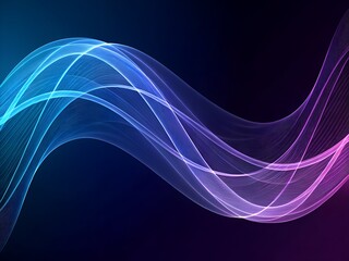 Obraz premium Abstract Blue and Purple Light Waves on Dark Background