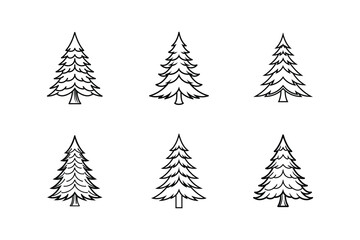 fir tree line art vector illustration