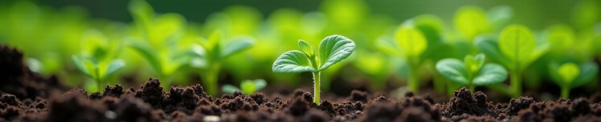 Mugwort sprouts in a garden bed with other plants, plants, flowers