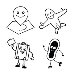 Funny cartoon character set with kids people and families