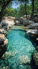 Naklejka premium Crystal-clear spring in a forest