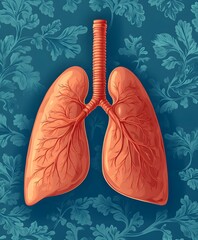 Vital Organ: Artistic representation of human lungs against an ornate patterned backdrop, showcasing the intricacies of the respiratory system and highlighting its crucial role in health.