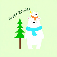 two adorable bears celebrating the holiday season