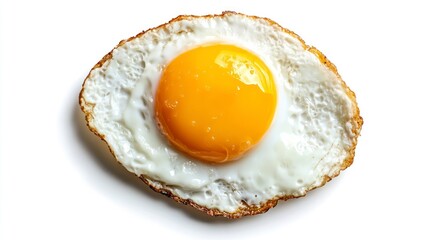 Fried Egg Sunny Side Up Isolated on White Background Close Up