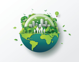 Eco-Friendly World with Family and Smart City Elements