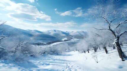 Winter Wonderland Snowy Mountains Trees Path
