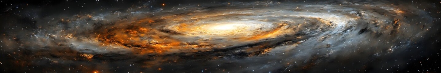 Fototapeta premium Cosmic Tapestry: A mesmerizing spiral galaxy unfurls across the cosmos, showcasing a symphony of celestial lights and the mysteries of the universe. The image inspires a sense of wonder and vastness.