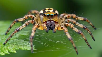 Fototapeta premium Jumping spider on leaf